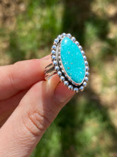Load image into Gallery viewer, Whitewater Turquoise Marquis Ring—size 9