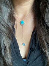Load image into Gallery viewer, Whitewater Turquoise with Rosecut Moonstone Lariat