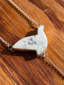 Howlite Dove with Swirly Larimar Lariat Necklace