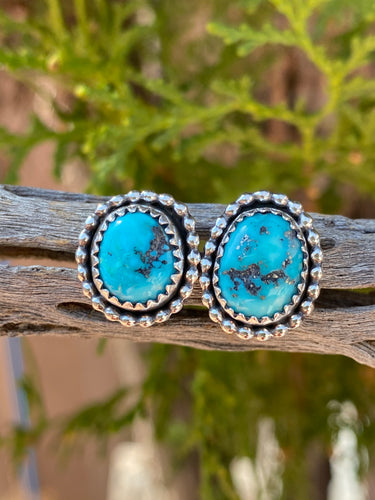 Old Stock Kingman Turquoise Stud Earrings