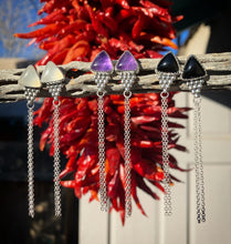 Load image into Gallery viewer, Black onyx chain dangle earrings
