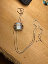 Load image into Gallery viewer, Shimmery Rainbow Moonstone Chain Bolo Necklace