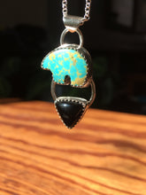 Load image into Gallery viewer, Osito Necklace #5 - Light teal turquoise with black onyx