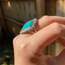 Load image into Gallery viewer, Royston Square Beaded Shield Ring — size 9 3/4