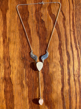 Load image into Gallery viewer, Carved Moonstone with Rose Quartz Statement Lariat