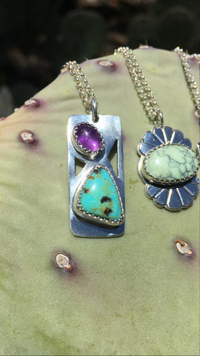 Amethyst and Sky Song turquoise cut-out pendant