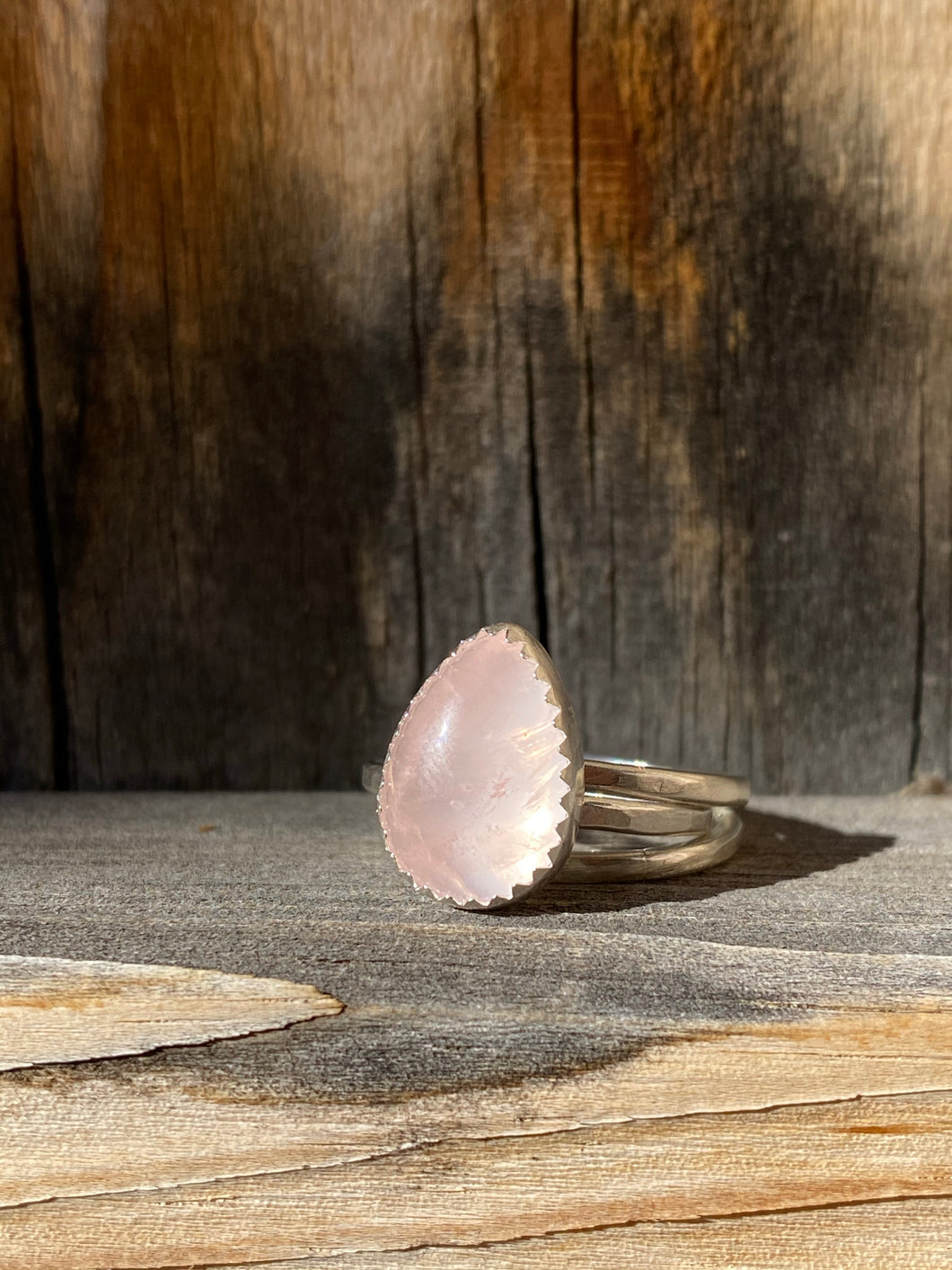 Rose quartz stacker ring set - size 5.5