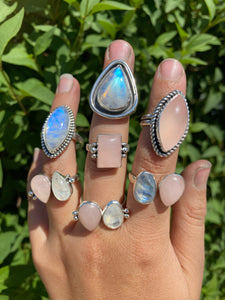 Twist Wire Rose Quartz Marquis Ring—size 6.5