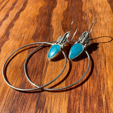 Load image into Gallery viewer, Campitos Turquoise Scorpion Swing Hoops