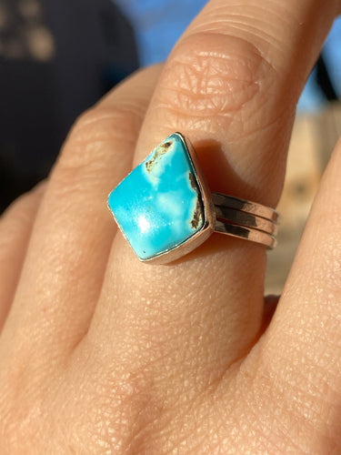 Blueberry Turquoise Stacker Ring Set - size 9