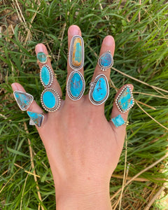 Simple Whitewater Turquoise Ring—size 10