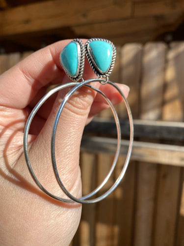 Light Blue Campitos Turquoise Post Hoops