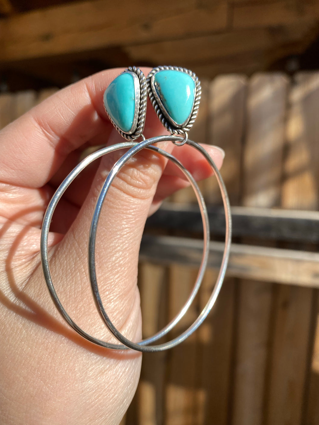Light Blue Campitos Turquoise Post Hoops