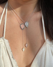 Load image into Gallery viewer, Rose Quartz Pear with Moonstone Lariat Necklace