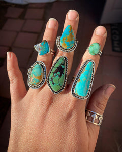 Minty Green Royston Turquoise Ring with Scorpion Detail—size 7.5