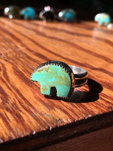 Osito Ring #5 - Light green with brown swirls (size 8.5)
