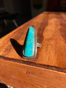 Bright Blue Kingman Turquoise Talon Ring—size 8