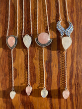 Load image into Gallery viewer, Carved Moonstone with Rose Quartz Statement Lariat