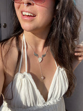 Load image into Gallery viewer, Carved Moonstone with Rose Quartz Statement Lariat