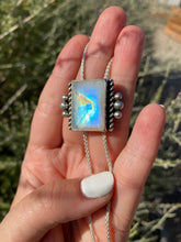 Load image into Gallery viewer, Shimmery Rainbow Moonstone Chain Bolo Necklace