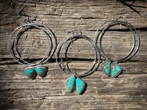 Kingman Turquoise with Twist Wire Dangle Hoops