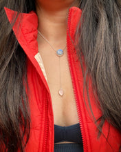 Load image into Gallery viewer, Round Moonstone with Rose Quartz Lariat Necklace