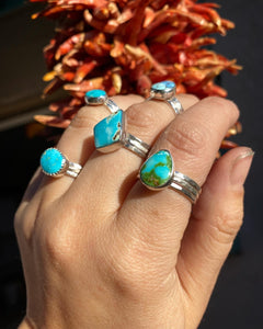 Sonoran Gold Turquoise Stacker Ring Set - Size 8