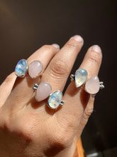 Load image into Gallery viewer, Rose Quartz and Rosecut Moonstone Double Ring: size 7-8