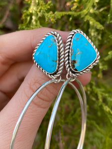 Nacozari Turquoise Triangle Post Hoops