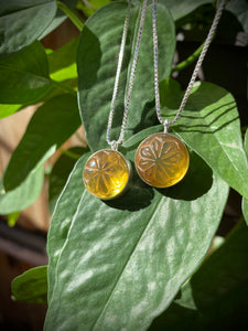 Carved Mexican Amber Gumdrop - Necklace A