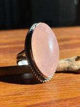 Load image into Gallery viewer, Big Juicy Rose Quartz Marquis Statement Ring—size 9.25