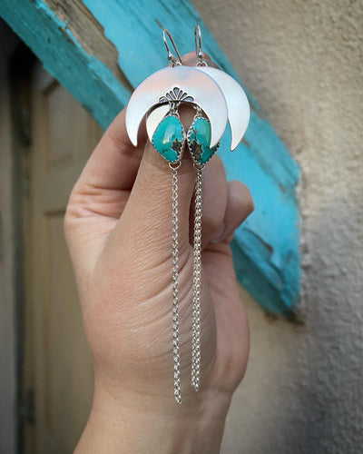 Crescent Moon Chain Dangles—Flowers