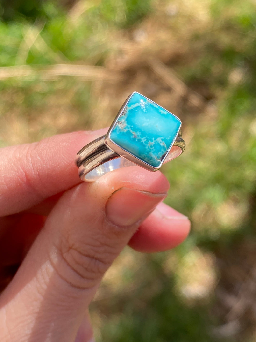 Simple Whitewater Turquoise Ring—size 10