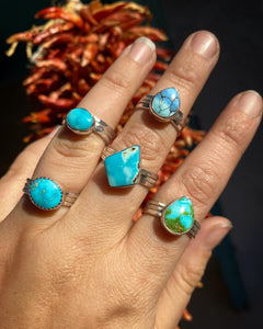 Sonoran Gold Turquoise Stacker Ring Set - Size 8