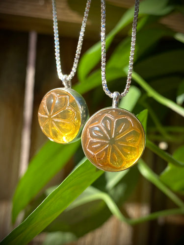 Carved Mexican Amber Gumdrop - Necklace A