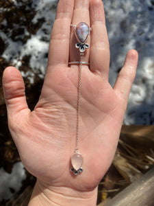 Mexican Opal with Rose Quartz Lariat Necklace