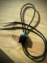 Load image into Gallery viewer, Black Onyx NM with Royston Turquoise Bolo Tie