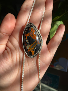 Agatized Petrified Wood Chain Bolo Necklace