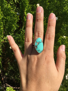 Natural Hubei chunky turquoise ring - size 8.5/9