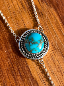 High Grade Royston Turquoise with Opal Lariat Necklace