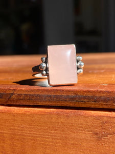 Rectangular Rose Quartz Ring—size 8
