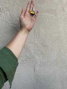 Round Mexican Amber Chain Bolo Necklace