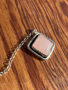 Hubei turquoise with Rose Quartz Lariat Necklace