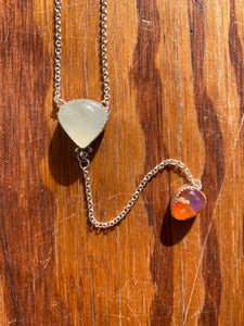 Moonstone with Mexican Jelly Opal Lariat Necklace