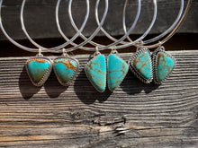 Load image into Gallery viewer, Polychrome Kingman Turquoise Dangle Hoops