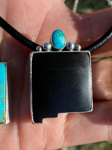 Black Onyx with White Water Turquoise New Mexico Statement Necklace