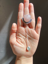 Load image into Gallery viewer, Round Rose Quartz with Rosecut Moonstone Lariat