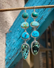 Load image into Gallery viewer, 4 Stone Turquoise Droplet Earrings