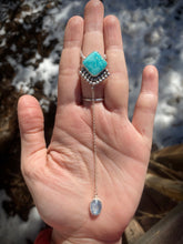 Load image into Gallery viewer, Whitewater Turquoise with Rosecut Moonstone Lariat