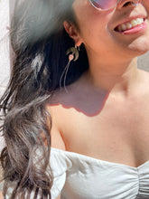 Load image into Gallery viewer, Crescent Moon Rose Quartz Chain Dangles—Sun Rays